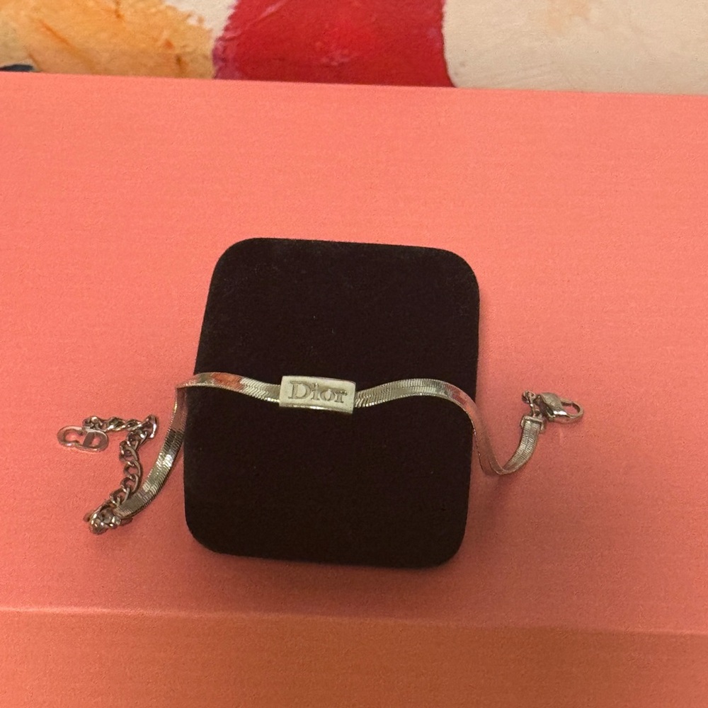 Dior Silver Tone Bracelet Dior Logo Beautiful - Picture 4 of 13